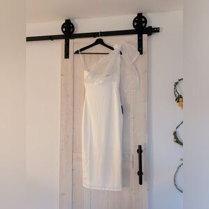 White One Shoulder Midi Dress